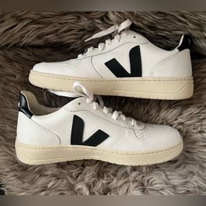 Veja White Sneakers with Black Details